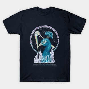 Cosmic Peacock with Rainbow Crystals T-Shirt